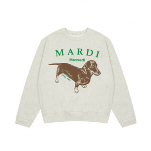South Korea Trendy Brand Sweatshirt Little Daisy Dachshund Dog Printed Embroidered Gold High Silver Same Cotton Round Neck Printed Top for Women