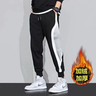 Men's Sweatpants Autumn and Winter Fashion Brand Korean Style fleece-lined Casual Trousers Men's plus size Loose Sports Foot Harlan Nine Points