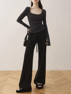Early spring new niche square collar wool bottoming sweater unique chic high-end top inner wear