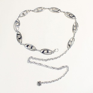Vintage silver Metal Chain D Letter Waist Chain Women's All-match Decorative Skirt Jeans Belt Fashion Waist Decoration Women