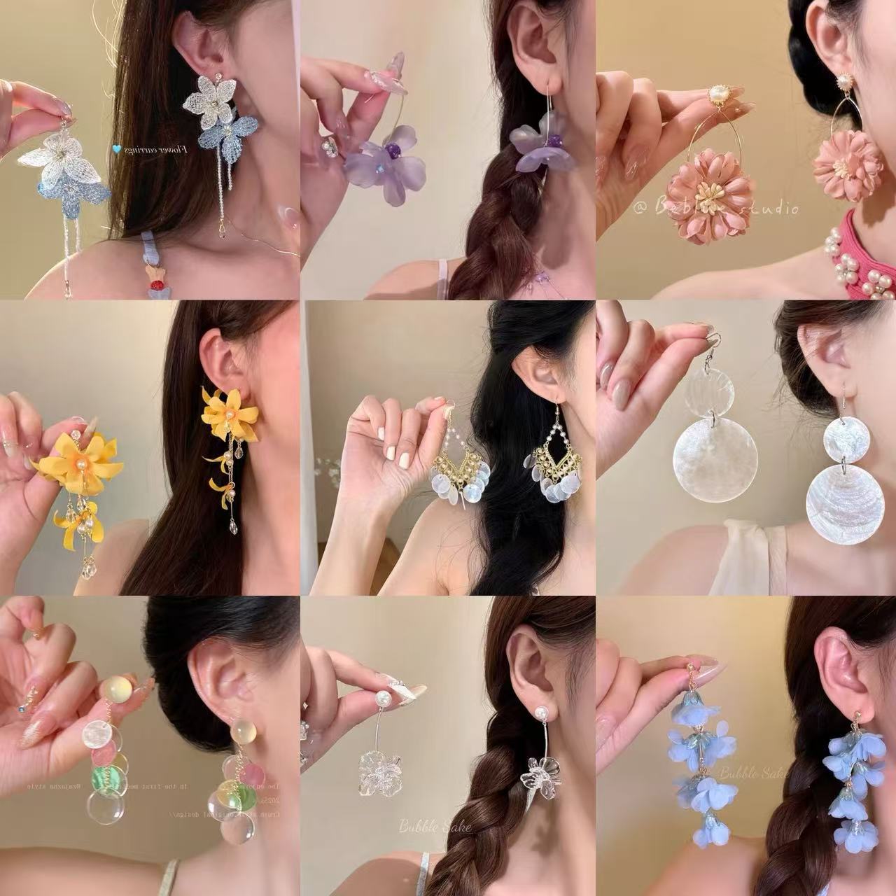 Fairy Long Flower Tassel Pendant Earrings for Women, Light Luxury and High-End Earrings, Seaside Resort Style Earrings