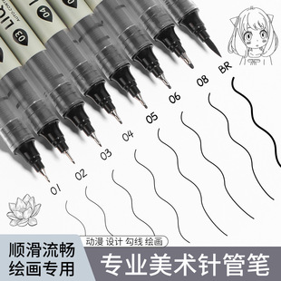 Большая емкость прямой жидкостной ручки крючка для студентов brush рисование ручки для письма принадлежности черный водонепроницаемый ручка для рисования