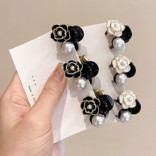 Vintage Camellia Pearl Princess Head Grab Clip Women's 2024 New High-end Bangs Clip Broken Hair Clip Hairpin Headwear