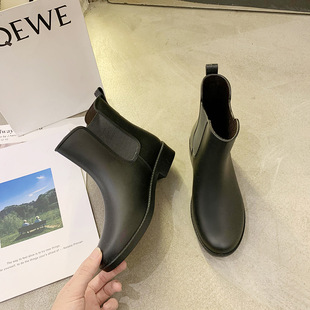 Rain boots women's outer wear mid-tube rain boots women's shoes non-slip low-top waterproof plastic water shoes warm thick-soled new rain-proof boots