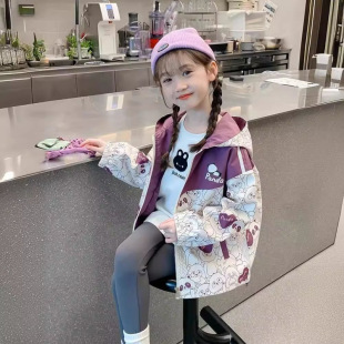2024 New Korean Style Girls' Coat Autumn Children's Western Style Jacket Girl's Sequin Bow Flower Bud Top