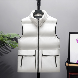 2022 Explosions Autumn and Winter Large Size Men's Vertical Collar Vest Fashionable All-match Warm Cotton Jacket