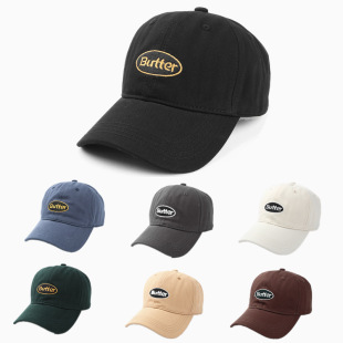 Spring and Summer New Soft Top Washed Cap Korean-style Letter Embroidered All-match Round Label Simple Curved Sunshade Baseball Cap