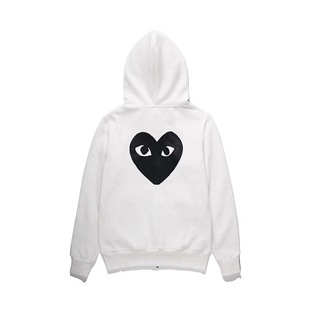 HEYPLAY Japanese Fashion Brand Fall/Winter Men's and Women's New Blue Back Black Heart fleece-lined Zipper Shirt Sweatshirt H