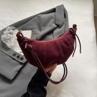 Fashion Crossbody Bag Women's All-match Dumpling Bag 2025 New Vintage Frosted Leather Internet Celebrant Popular Women's Shoulder Bag