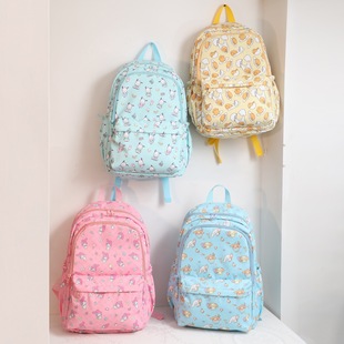 Korean-style Cartoon Fabric Cute Backpack for College Students Large Capacity Burden-reducing Schoolbag Multi-functional Backpack for School Season