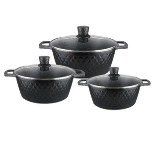 HK Mesh Pattern 6-piece Set Non-stick Pan Marble Soup Set Pot Medical Stone Pot Die-cast Pot Set