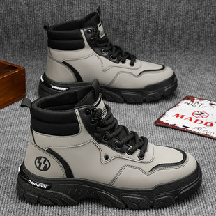 High-top Martin Boots Men's Shoes Autumn New Breathable Workwear Shoes Men's Korean-style All-match British-style Thick Bottom Short Boots