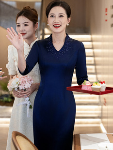 2024 новый стиль Danxi свекровь свадебный банкетный костюм Cheongsam молодая свадебная мама свадебное платье платье завод прямых продаж осень
