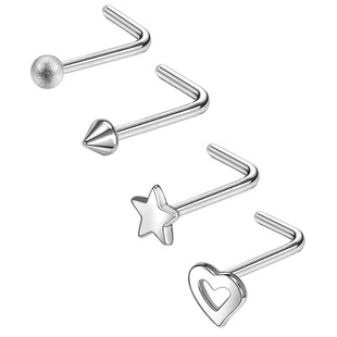 Cross-border 4-pointed stainless steel L-rod love pointed cone five-pointed star frosted ball nose nail puncture jewelry combination