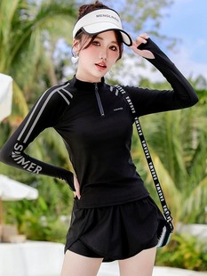 2024 new swimsuit women's one-piece conservative flat angle belly-covered slim skirt hot spring meat-covered plus size sports training