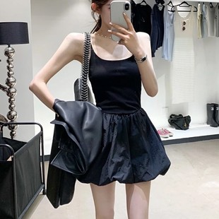 Spice Girls Ballet Style Tight Waist Shaggy Sling dress Women's Summer French Style Flower Bud Skirt Birthday Gift Skirt Elegant Skirt