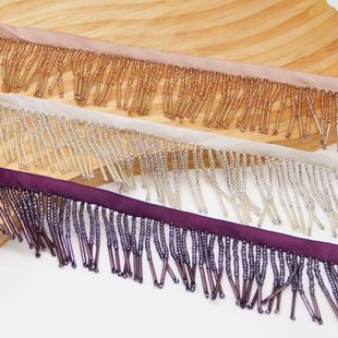 Multicolor Handmade Bead Ribbon Rice Bead Tube Tassel Lace Minority Costume Skirt Dance Dress Diy Wholesale