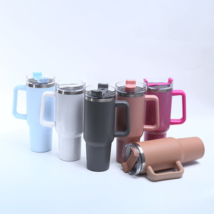 Новый трансграничный 1-2 поколения 40oz ручка чашка распыления пластиковый автомобильный стакан 304 нержавеющая сталь
