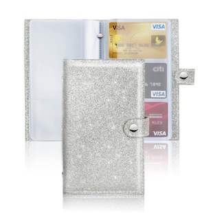 Business Card Storage Bag Waterproof Wear-resistant Bank Card Storage Book Card Bag Wallet ID Bag PVC Rose Silver