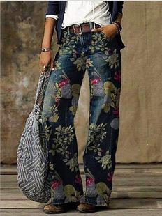 European and American Foreign Trade plus size Women's Casual Wide-leg Pants Thin Imitation Jeans Foreign Trade Cross-border Cross-border AliExpress ebay