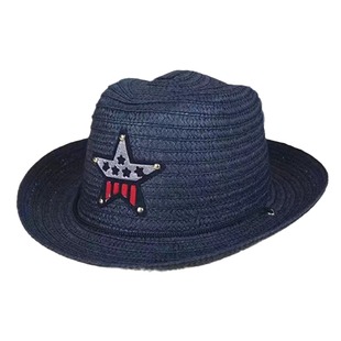 Summer Korean Style Boys and Girls Western Cowboy Children's Sunshade Hat Baby Straw Hat Five-pointed Star Hat Children's Straw Hat
