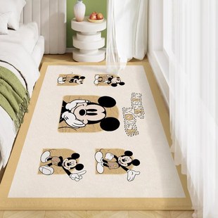 Imitation Cashmere Cartoon Mickey Bedroom Bedside Carpet Living Room Bay Window Floor Mat Children's Room Long Anti-fall Blanket in Front of Bed