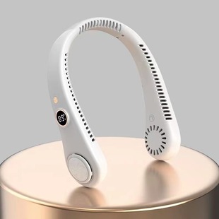 2024 cross-border new leadless neck fan usb charging portable lazy digital display sports folding mini electric fan