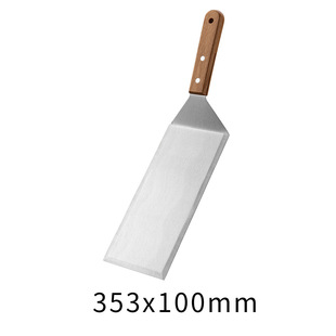 Stainless steel frying shovel with wooden handle Korean-style Teppanyaki cooking shovel knife steak shovel pancake pizza shovel tool suit