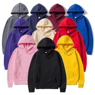 2024 manufacturers wholesale 220 grams of solid color light version of the sweater European code hip-hop men's and women's autumn and winter new Joker fleece-lined even