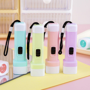 Macaroon color mini flashlight jelly color square head small flashlight flashlight electric lamp LED light small gift