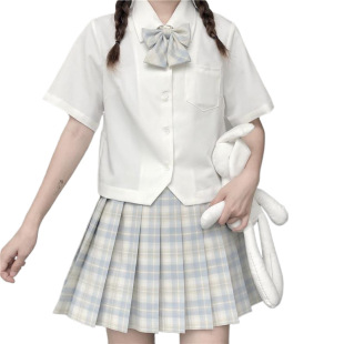 Uniform Shirt Pink Short-Sleeved Japanese College Style Kansai Lapel Top Class Uniform School Supply Embroidered White Shirt for Women