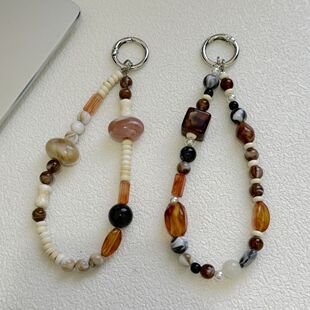 Original ins retro amber mobile phone handmade pendant mobile phone chain ccd camera lanyard beaded pendant