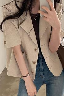 South Korea Chic Elegant Thin Short-sleeved Suit Jacket Women's Summer New High-end Suit Salt Outer Top