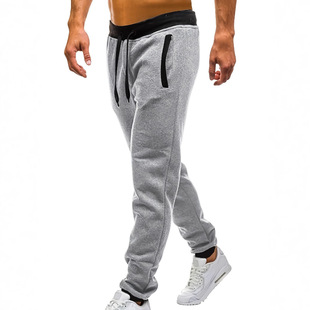 Cross-border European and American Casual Fleece Men's Pants Youth Elastic Loose Pants Color-matched Pants Foreign Trade Men's Sweat Pants