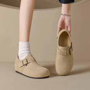 Inner Height Increase All-inclusive Birkenth Shoes Women's 2025 Spring New Arrival Slip-on Ugly Bokenth Shoes Thick-soled Lefu Women's Shoes