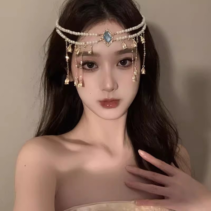 Exotic White Pearl Headwear Suzuki Orchid Head Chain Women's Personality All-match Retro Ethnic Style Hair Chain High-end Sense
