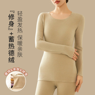 Velvet Base Shirt Women's Round Neck Seamless Inner Wear Winter New Thickened Hot Autumn Clothes Inner fleece-lined Warm Top