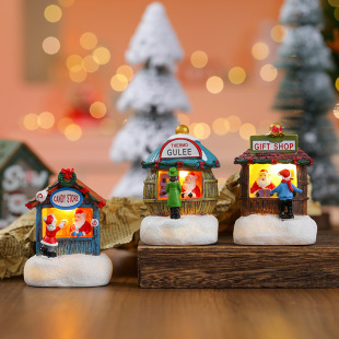 New Christmas Resin Small House Santa Claus Hotel Shopping Mall Counter Ornaments Christmas Children's Gifts