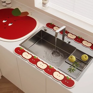 Cartoon Faucet Water Retaining Strip Mat Kitchen Countertop Absorbent Diatom Mud Drying Mat Easy-care Coaster Pool Mat