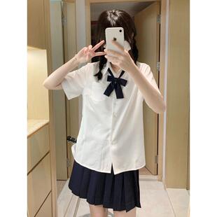 Jk Shirt Short-Sleeved Original Basic Sweet Student Blue Versatile Shirt Female Preppy Style School Uniform Uniform Suit