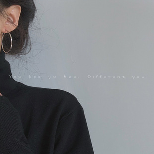 2024 new explosions plain ring earrings women's high-end sense of Europe and the United States exaggerated big ear ring ear buckle silver ring ear jewelry