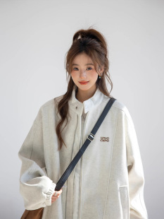 American Style Lazy Chic Collar Jacket Women's 2025 Spring and Autumn New Loose Trendy Letter Embroidered Jacket Top