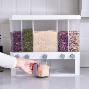 30kg large capacity rice bucket coarse cereals storage rice tank separate press out rice tank transparent storage automatic rice storage tank