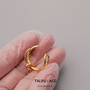 European and American atmospheric high-end knotted ring Women's stackable index finger middle finger brass plating 18K adjustable ring