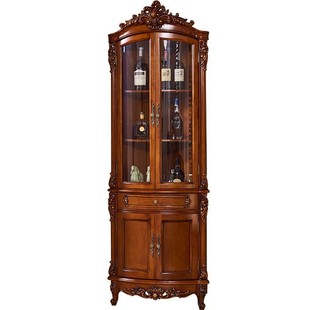 European-style Corner Cabinet Corner Cabinet Triangle Living Room Display Cabinet Ebony Wine Cabinet Drawing Gold Corner Cabinet Solid Wood Corner Cabinet