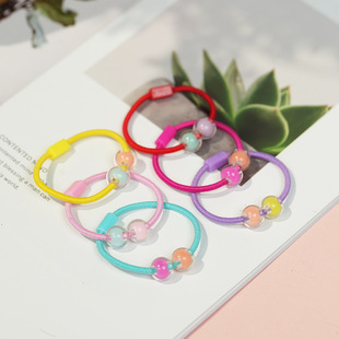 New hair band does not hurt the hair small colored beads tie rope children's simple small size hair rope girls baby rubber band hair accessories