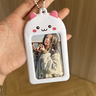 Original ins Cute Animal Cat Rabbit Card Set 3 Inch Photo Keychain Pendant Small Card Aidou Storage Student