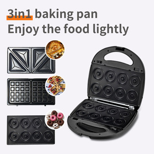110V cross-border sandwich maker household three-in-one replaceable pan waffle machine donut machine cake machine Breakfast Machine