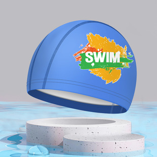 2024 adult printed PU swimming cap manufacturers wholesale unisex increase breathable comfortable head swimming cap