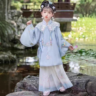 2025 Новый китайский стиль дождевой бабочки новый оригинальный Hanfu Girl Ming детский стиль древний стиль супер сказочный цветочный набор